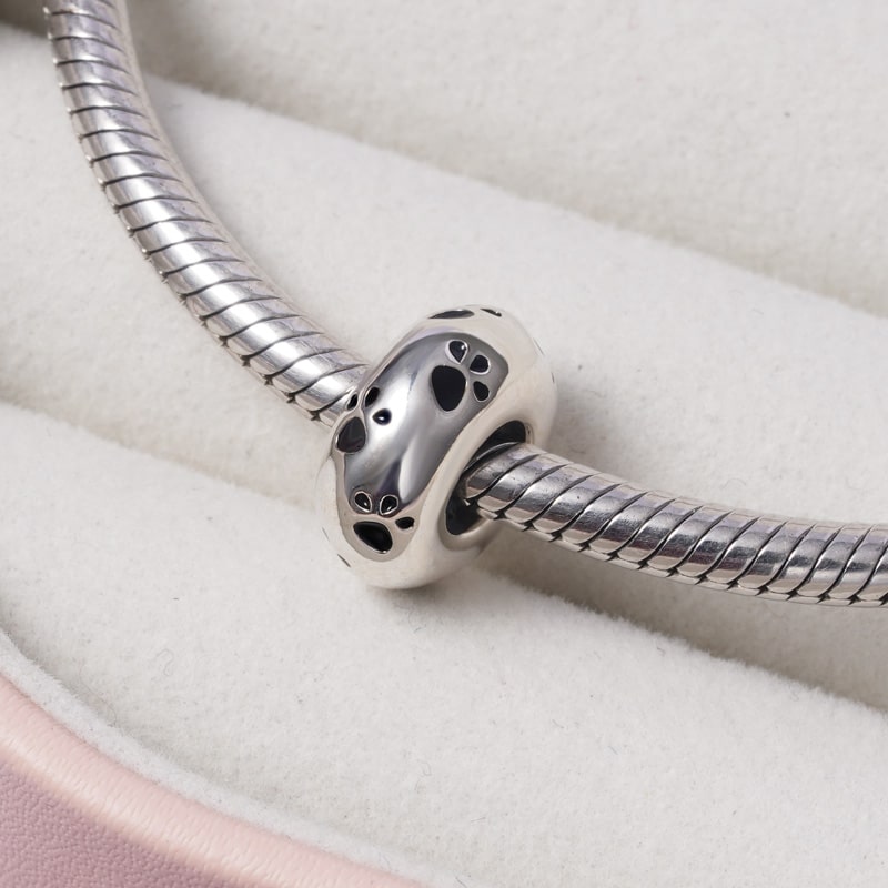 Paws Print Charm Bead Sterling Silver_2