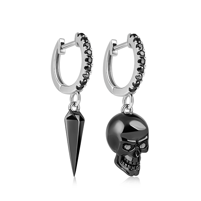 Gnoce Black Skull Awl Earrings_1