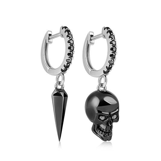 Gnoce Black Skull Awl Earrings_1