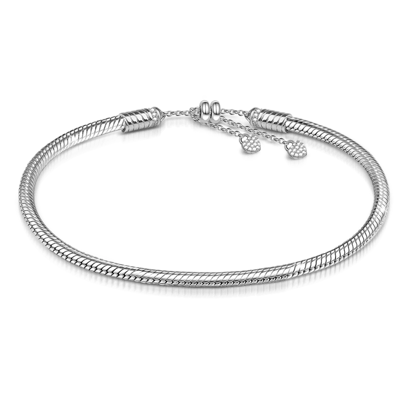 Gnoce Adjustable Double Hearts Bracelet Platinum-plated Silver Blend_1