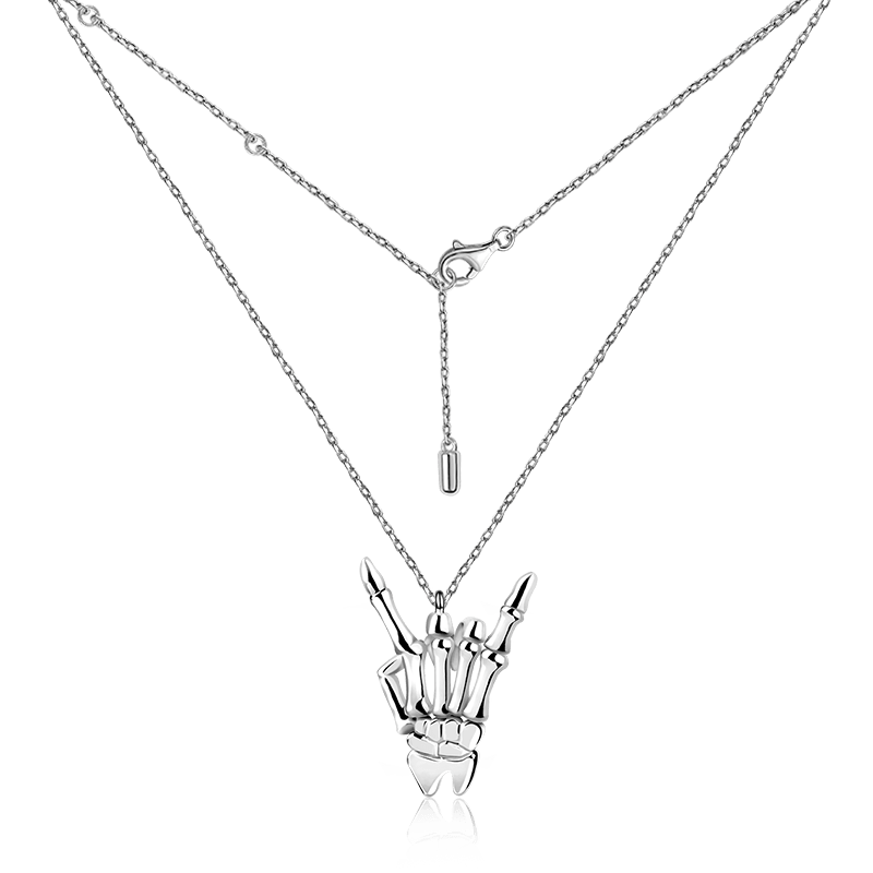 Gnoce Rock Pendant Cross Chain Necklace Platinum-plated Silver Blend_2