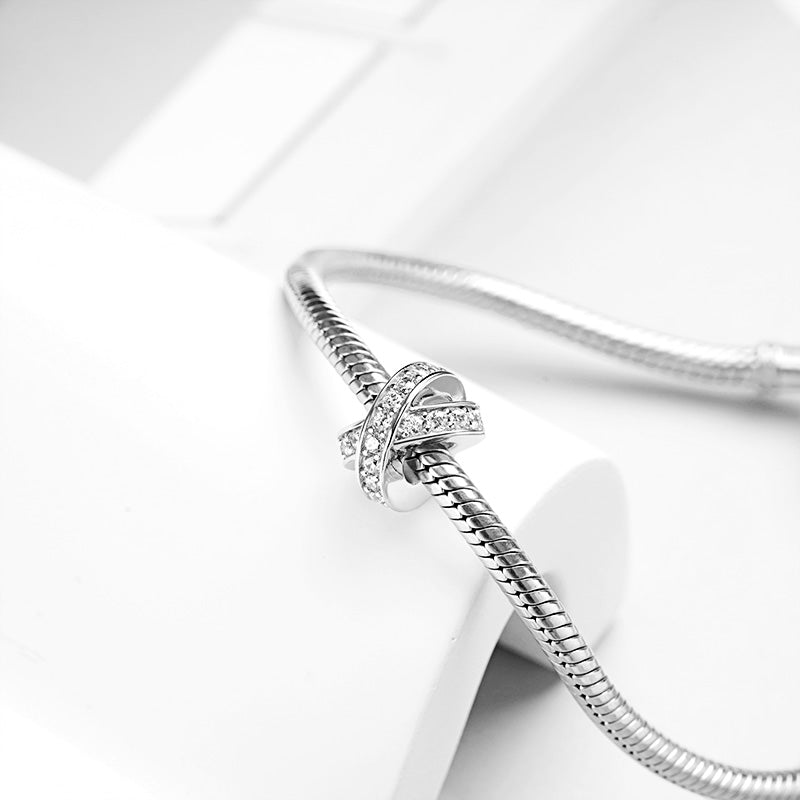 X-shape Charm Sterling Silver Inlaid with Crystal Gemstones_2