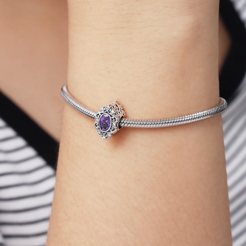 Violet CZ Stone Nobility Charm Bead Sterling Silver_3