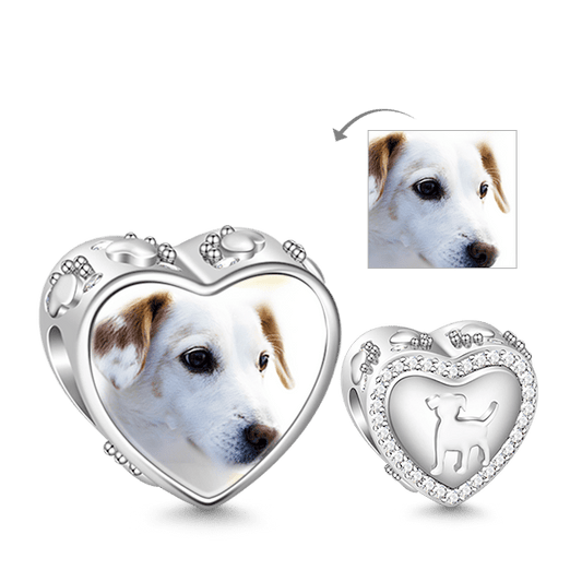 Gnoce 'Your Puppy is Always There to Brighten Your Day' Heart Shaped White Sapphire 925 Sterling Silver Charm_1