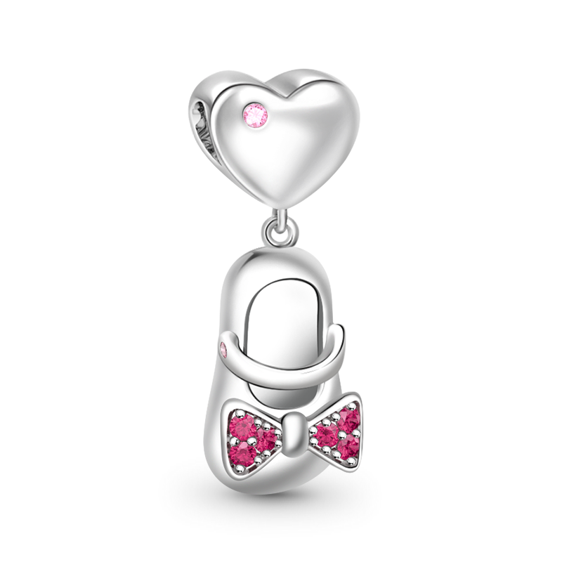 Gnoce "Oh, My Baby Girl" 925 Sterling Silver  Bow-knot Shoe Pendant Charm_1