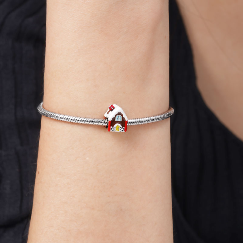 House with Snow on the Roof Charm Bead 925 Sterling Silver_3