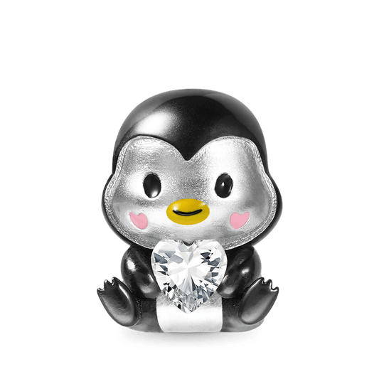 Gnoce Cute Penguin Embraces Heart Gemstone Charm_1