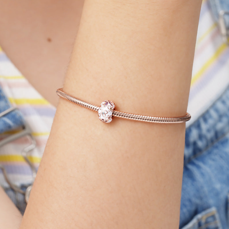 Gnoce Flower Pattern White Stopper Charm_3