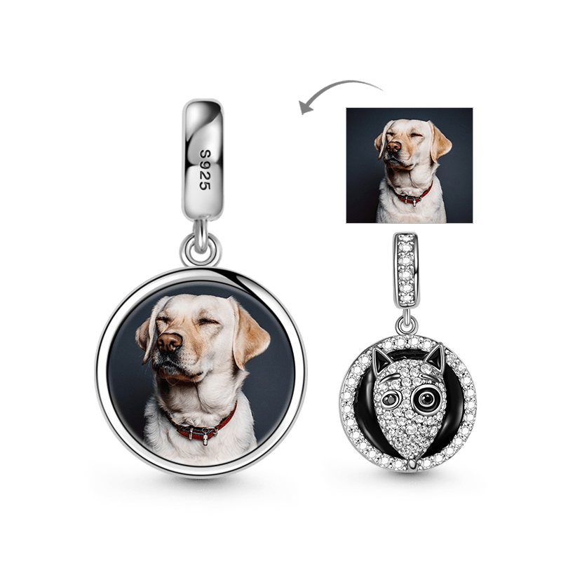 Gnoce Bull Terrier Dog Photo Charm Platinum-plated Silver Blend_1