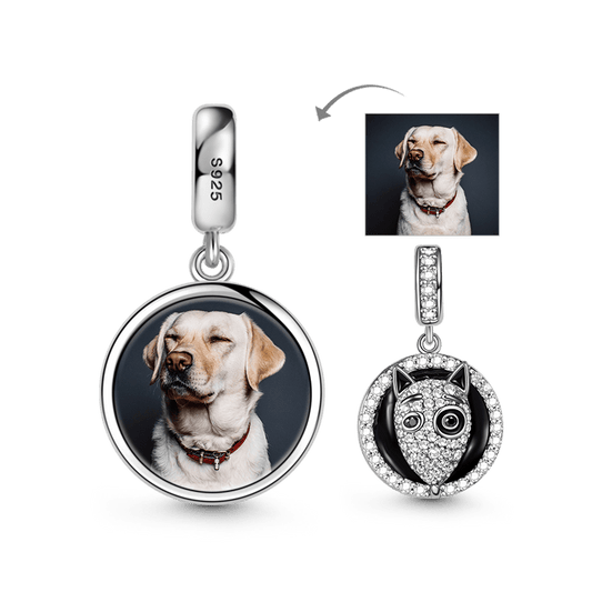 Gnoce Bull Terrier Dog Photo Charm Platinum-plated Silver Blend_1