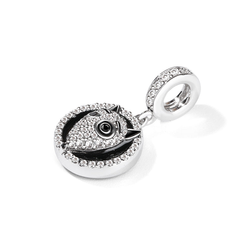 Gnoce Bull Terrier Dog Photo Charm Platinum-plated Silver Blend_3