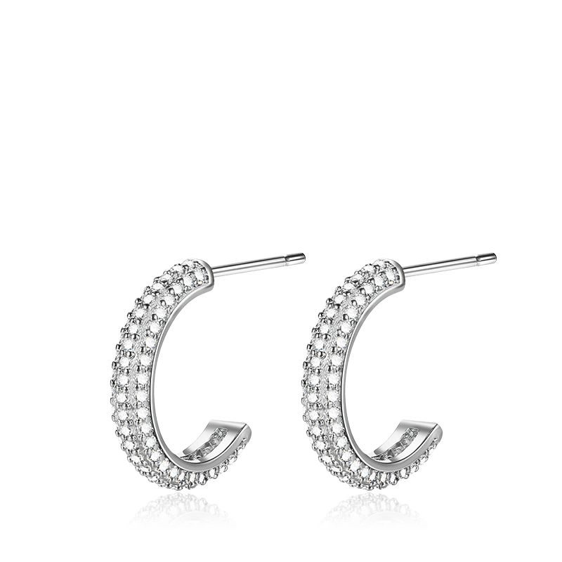 Zircon Pavé Shiny Stud Earrings_1