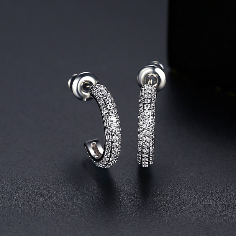 Zircon Pavé Shiny Stud Earrings_2