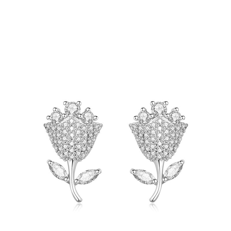 Zircon Pave Flower Earrings Natural Collection_1