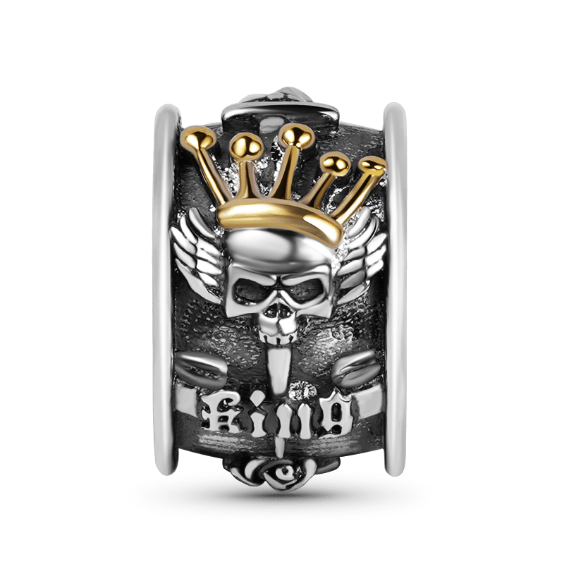 Gnoce Skull King Charm Platinum-plated Silver Blend_2