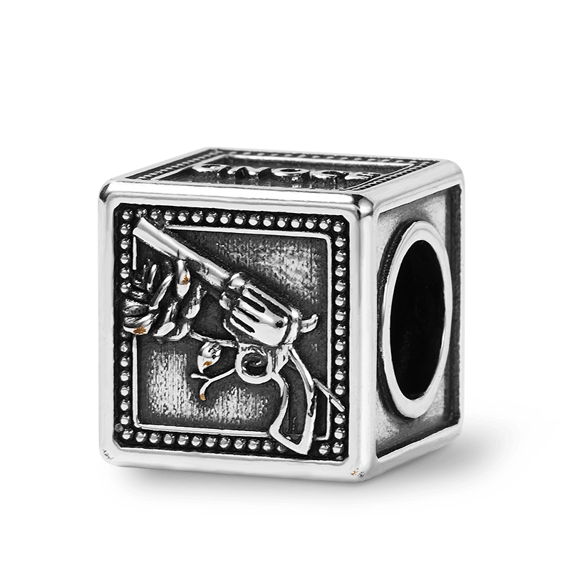 Gnoce Gun & Rose Men's Vintage Charm Platinum-plated Silver Blend_2