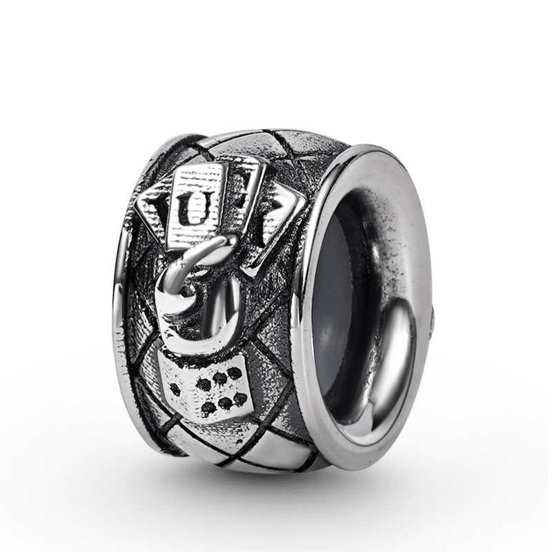 "Luck" Dice & King Men's Vintage Bead S925 Sterling Silver with Gift Copper Black Leather Men's Bracelet Jewelry for Men_3