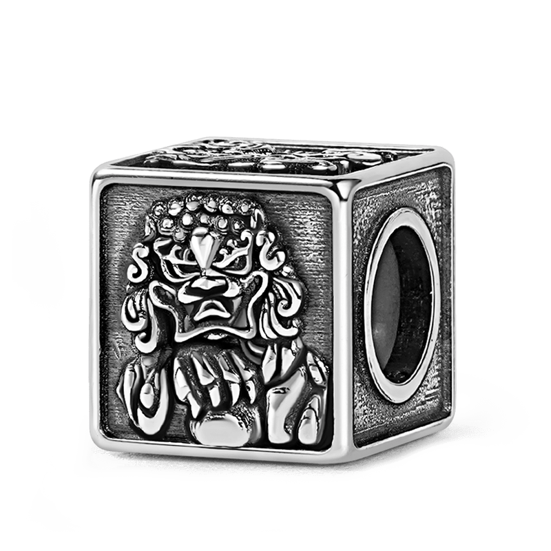 Gnoce Dancing Lion Men's Vintage Charm Platinum-plated Silver Blend_2
