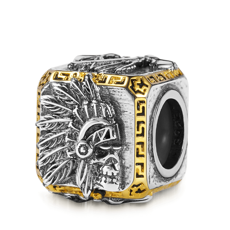 Gnoce Indian Skull Men's Vintage Charm Platinum-plated Silver Blend_2