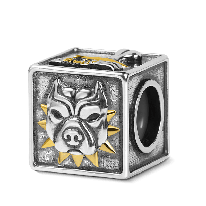 Gnoce American Bully Pitbull Men's Vintage Charm Platinum-plated Silver Blend_2