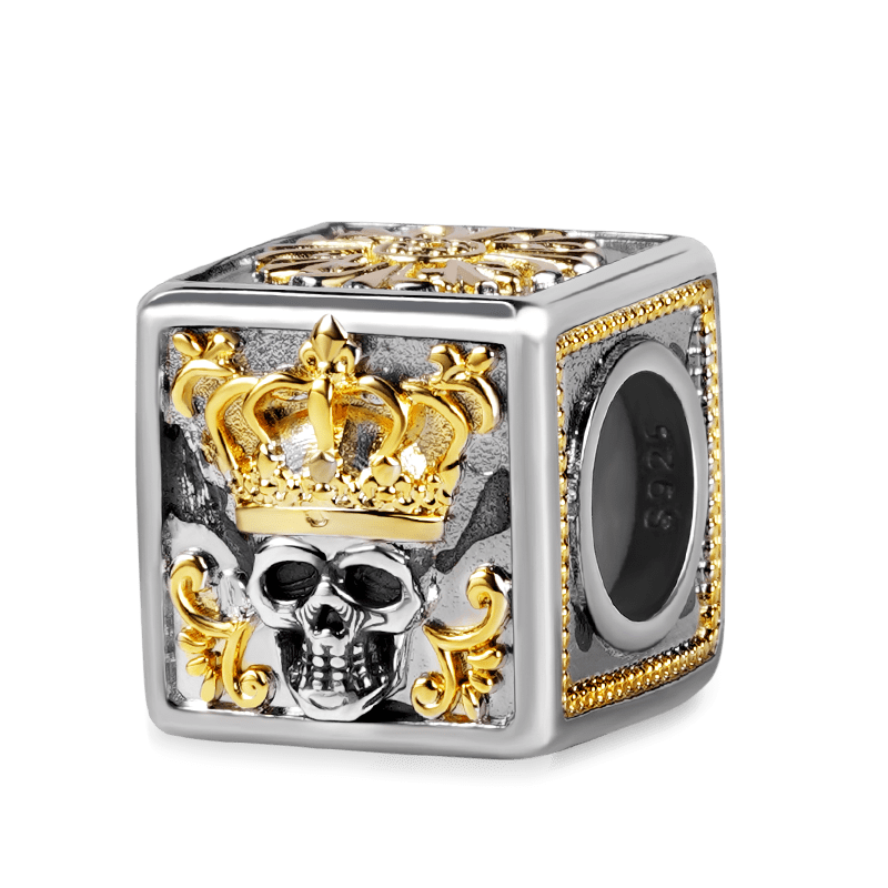 Gnoce King Skull Men's Vintage Charm Platinum-plated Silver Blend_2