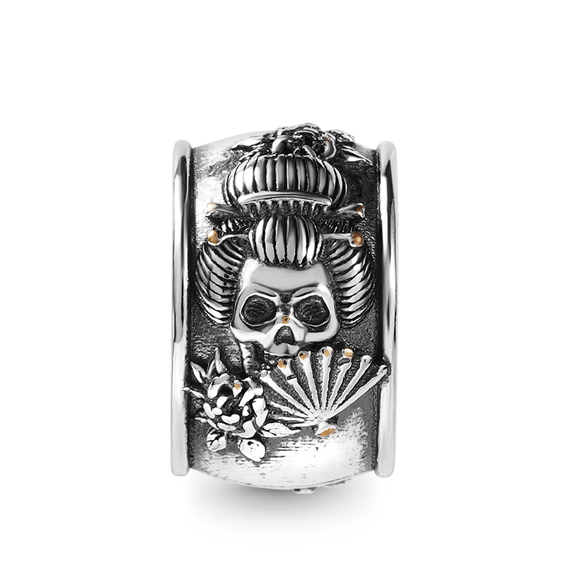 Gnoce Geisha Skull Vintage & Customized Charm Platinum-plated Silver Blend_2