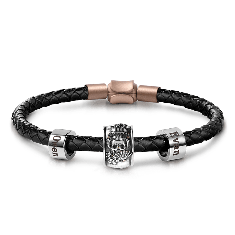 Gnoce Geisha Skull Vintage & Customized Charm Platinum-plated Silver Blend_1