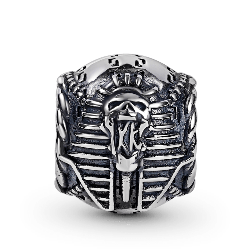 Gnoce Egyptian Pharaoh Skull & Customized Charm Platinum-plated Silver Blend_2