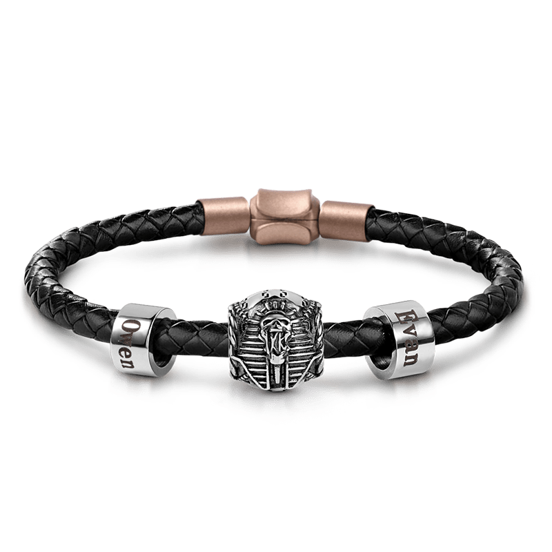 Gnoce Egyptian Pharaoh Skull & Customized Charm Platinum-plated Silver Blend_1