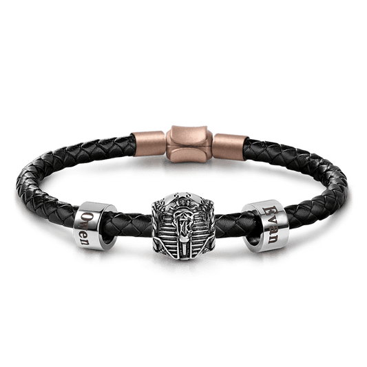 Gnoce Egyptian Pharaoh Skull & Customized Charm Platinum-plated Silver Blend_1