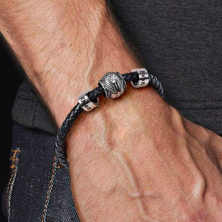 Gnoce Egyptian Pharaoh Skull & Customized Charm Platinum-plated Silver Blend_3