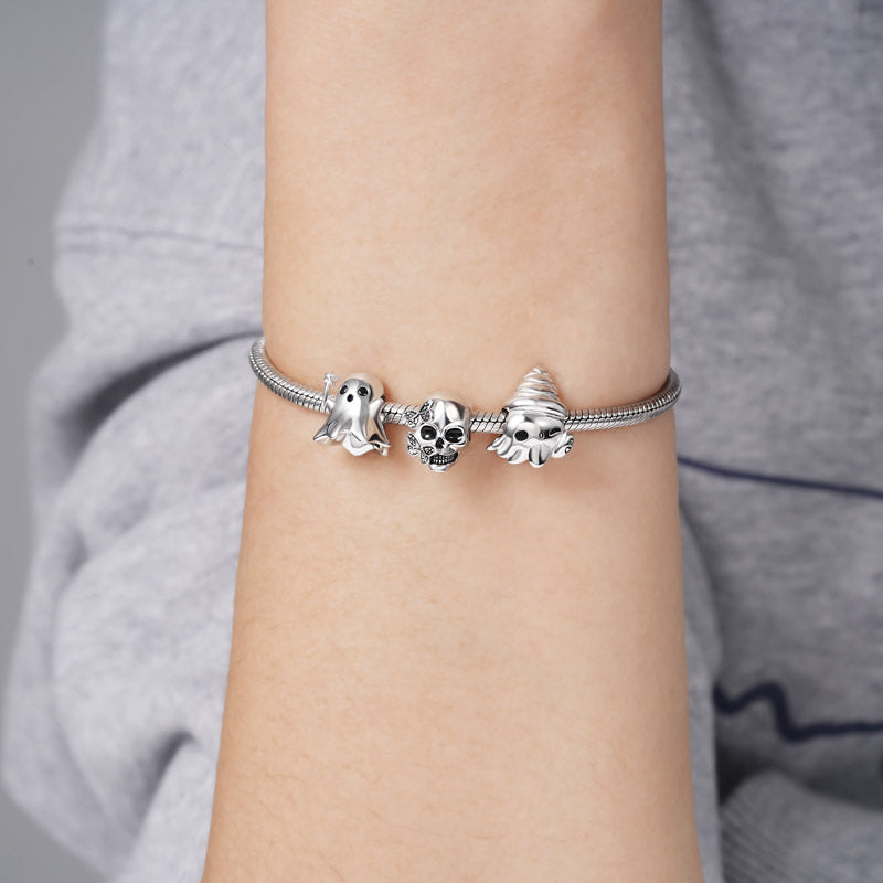 Butterfly Skull Charm Bead 925 Sterling Silver_3