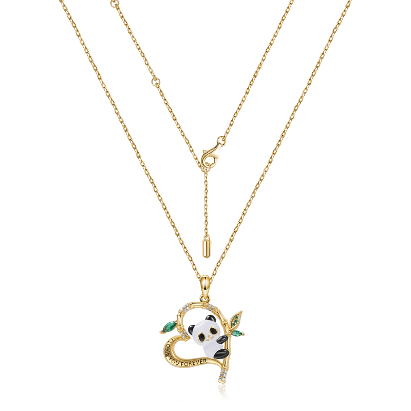 Gnoce Panda on Bamboo Heart Necklace_2