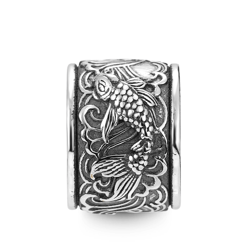 Gnoce Lucky Koi Fish & Customized Charm Platinum-plated Silver Blend_2