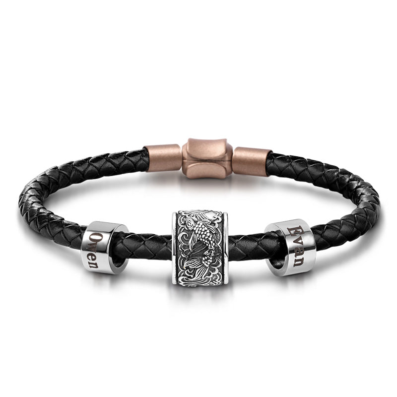 Gnoce Lucky Koi Fish & Customized Charm Platinum-plated Silver Blend_1