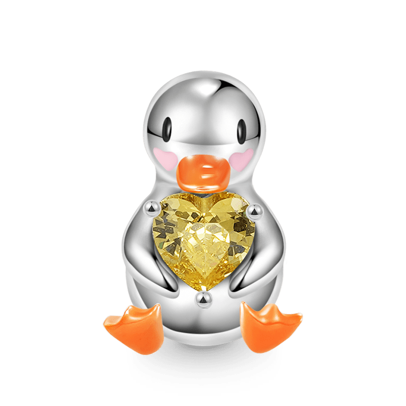 Duck Embraces Heart Gemstone Charm Bead Sterling Silver_1