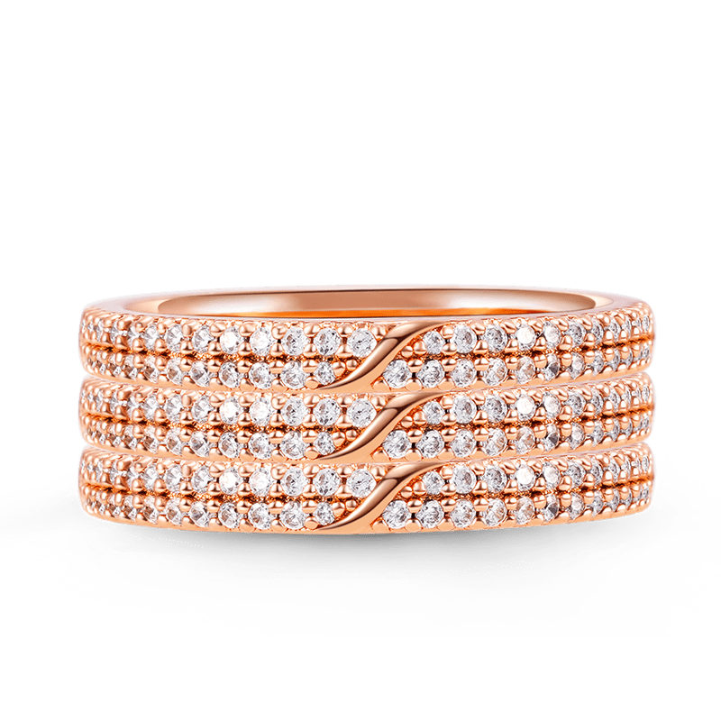 Gnoce Sparkling Triple Band Pave Ring Set_1