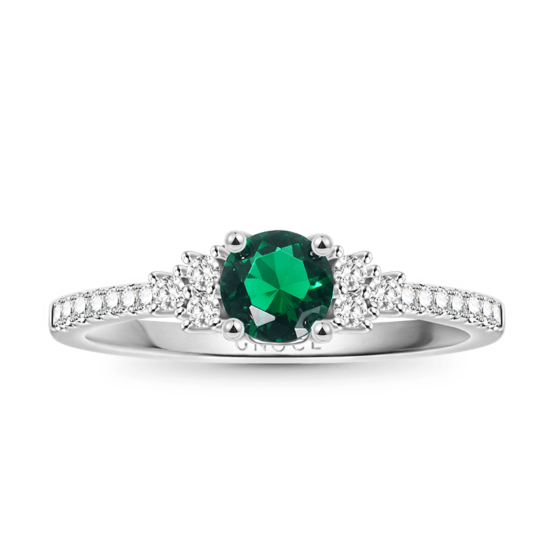 Gnoce Elegant Round Cut Emerald Ring Platinum-plated Silver Blend_1
