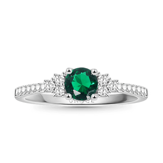 Gnoce Elegant Round Cut Emerald Ring Platinum-plated Silver Blend_1
