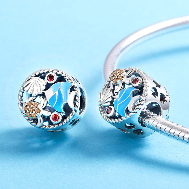 The Underwater World Charm Bead 925 Sterling Silver with Blue Enamels & Colorful Gemstones_2