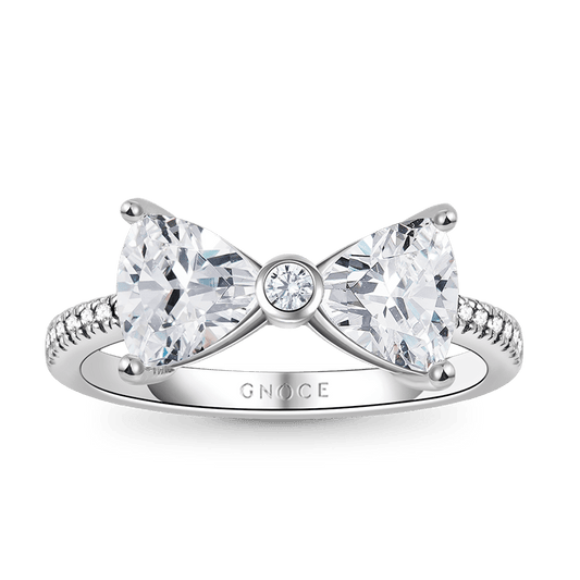 Gnoce Sparkling Bow Tie Ring Platinum-plated Silver Blend_1