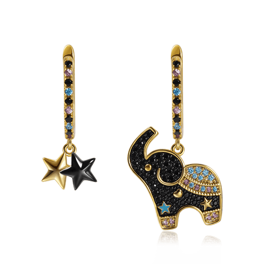 Gnoce Elephant & Stars Dangle Earrings_1