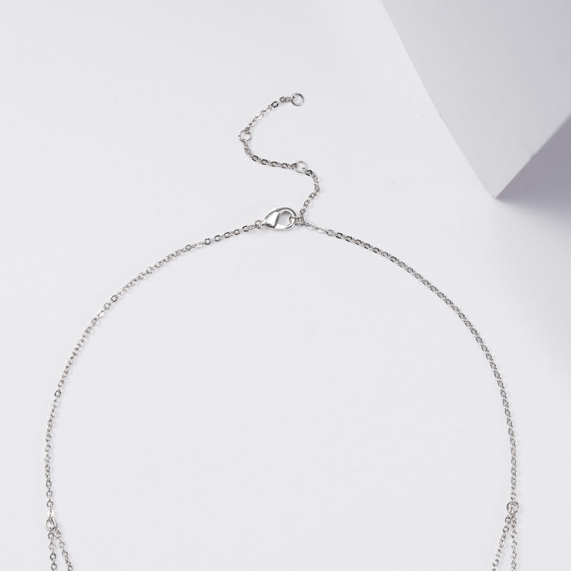 Pear-cut CZ Stones & Tulip Flower Stackable Necklace Copper_3