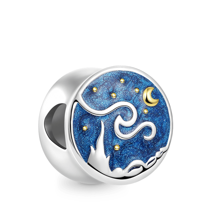 Gnoce Starry Night Double-sided Pattern Charm Platinum-plated Silver Blend_1