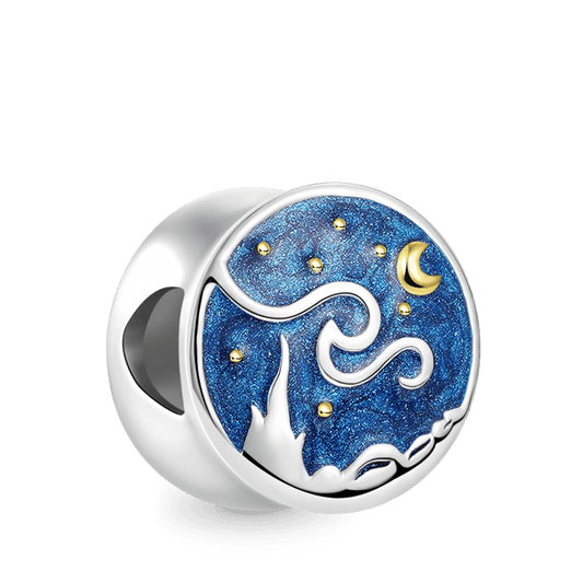 Gnoce Starry Night Double-sided Pattern Charm Platinum-plated Silver Blend_1