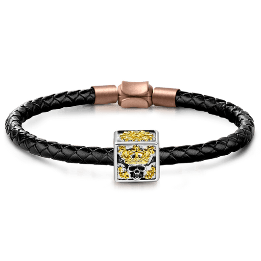 Gnoce King Skull Men's Vintage Charm Platinum-plated Silver Blend_1