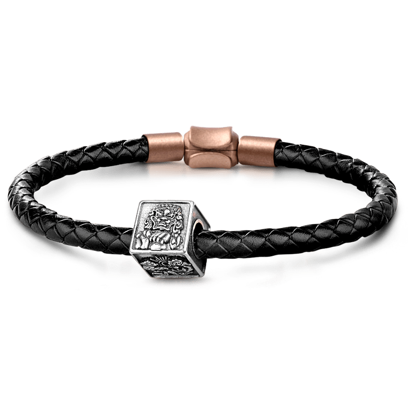 Gnoce Dancing Lion Men's Vintage Charm Platinum-plated Silver Blend_1