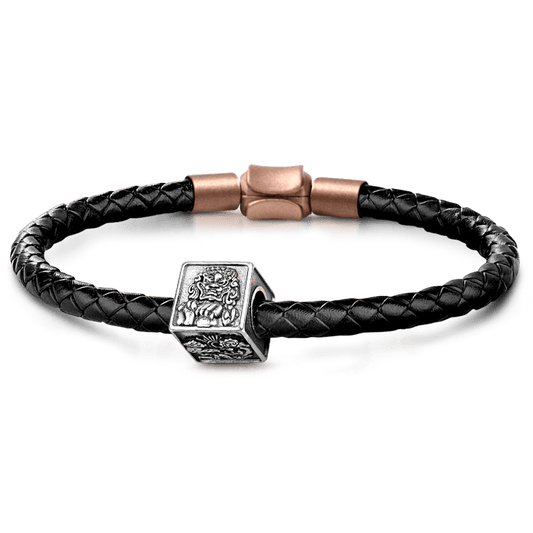 Gnoce Dancing Lion Men's Vintage Charm Platinum-plated Silver Blend_1