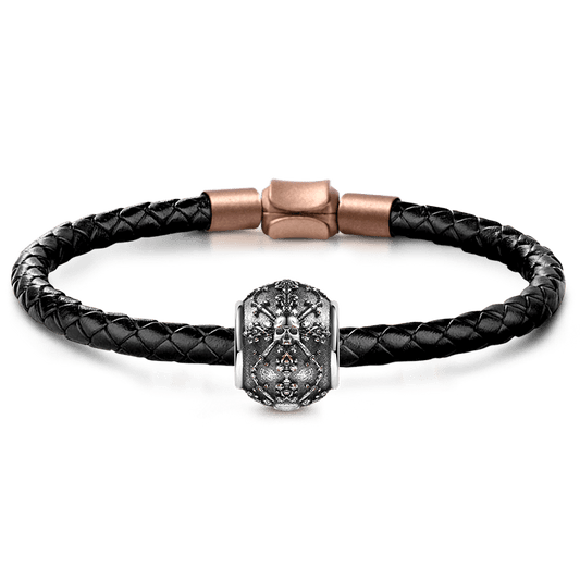 Gnoce Skull with Swords Men's Vintage Charm Platinum-plated Silver Blend_1