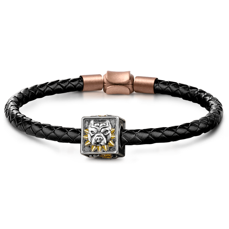 Gnoce American Bully Pitbull Men's Vintage Charm Platinum-plated Silver Blend_1
